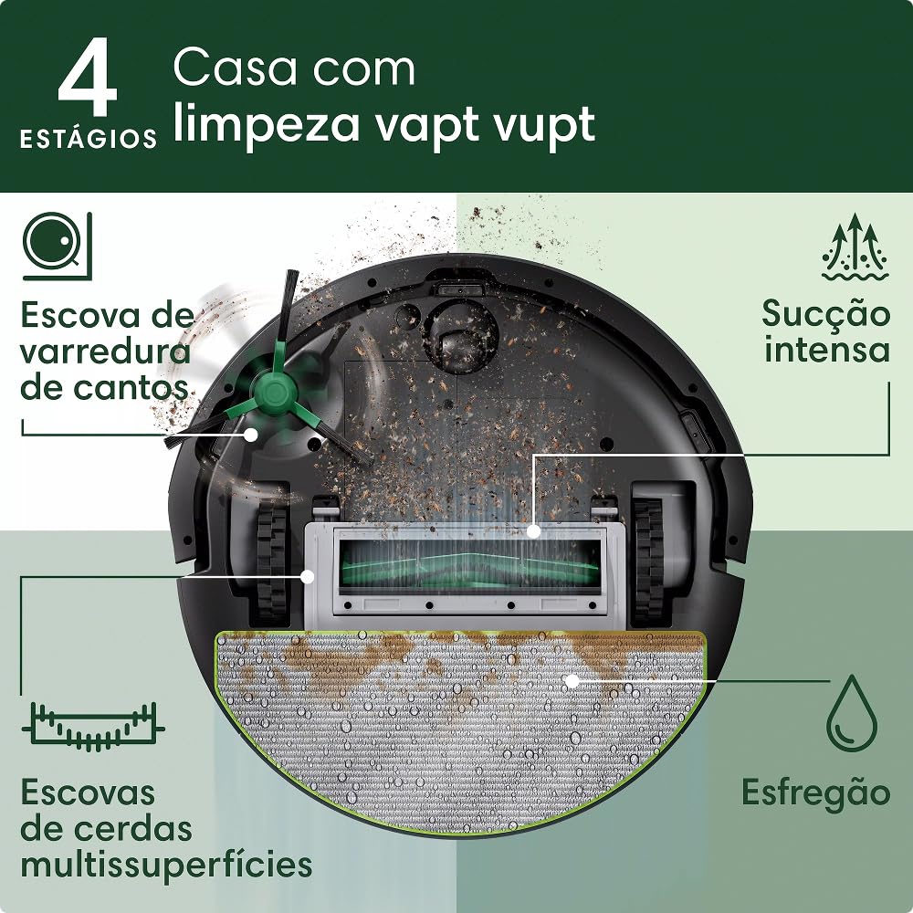 Robô Aspirador Roomba 105 Combo, iRobot, Aspira e Passa Pano